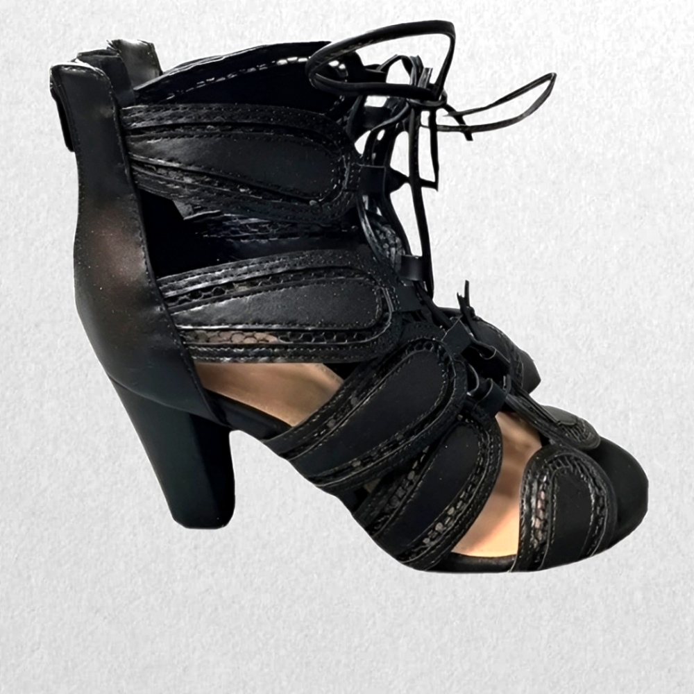 Torrid Black Strappy Lace-Up Heels
